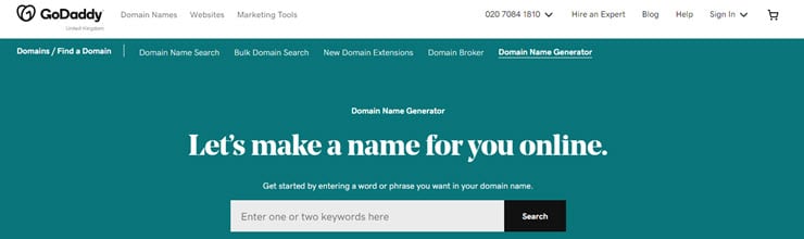 GoDaddy Domain Search